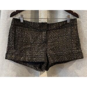 Y2K Express‎ Womens Shorts Size 6 Black Gold Tweed Festival